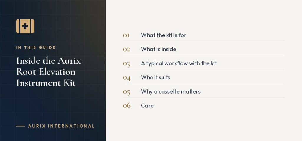 In this guide: What the kit is for, What is inside, A typical workflow with the kit, Who it suits, Why a cassette matters, Care