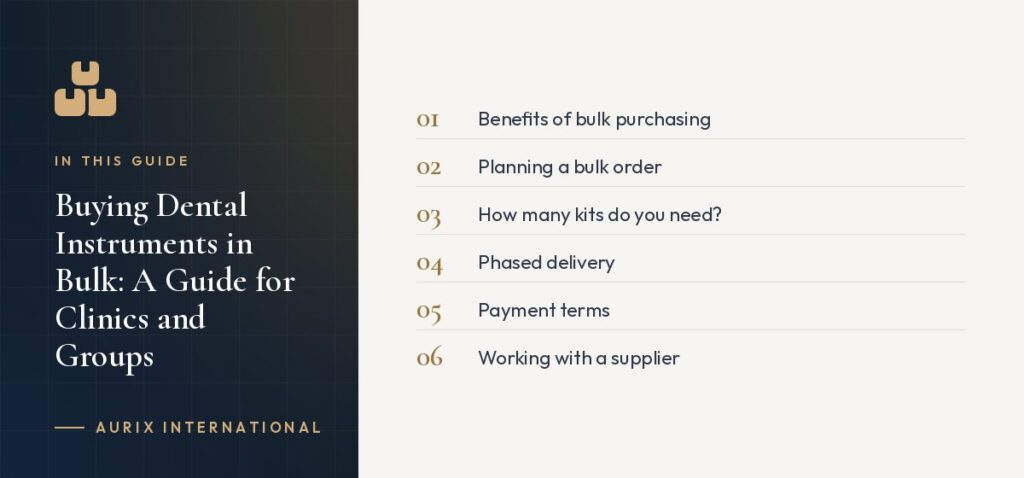 In this guide: Benefits of bulk purchasing, Planning a bulk order, How many kits do you need?, Phased delivery, Payment terms, Working with a supplier