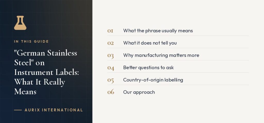 In this guide: What the phrase usually means, What it does not tell you, Why manufacturing matters more, Better questions to ask, Country-of-origin labelling, Our approach