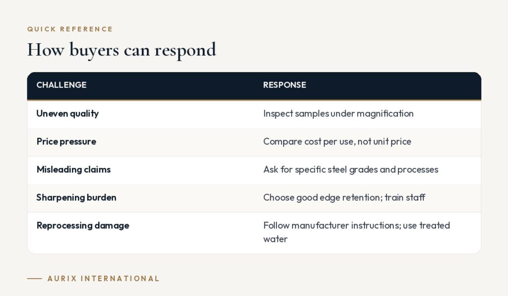 Quick reference table: How buyers can respond