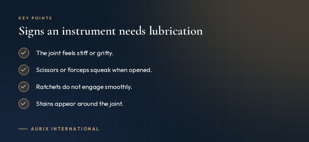 Key points: Signs an instrument needs lubrication