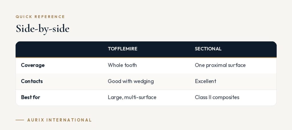 Quick reference table: Side-by-side