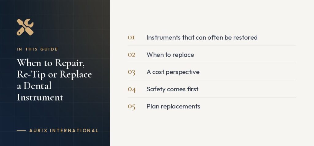 In this guide: Instruments that can often be restored, When to replace, A cost perspective, Safety comes first, Plan replacements
