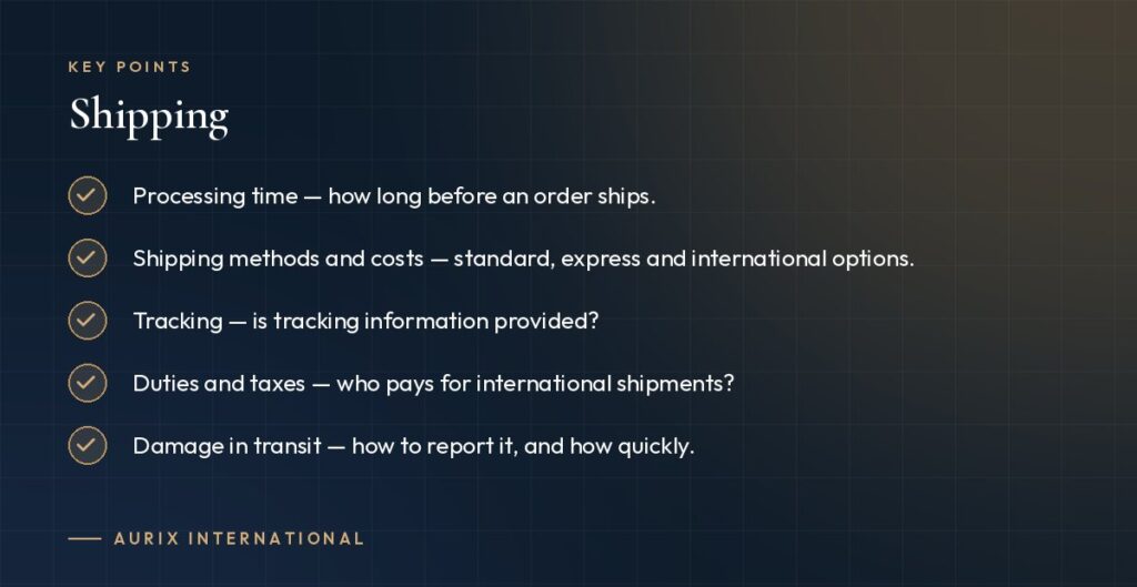 Key points: Shipping