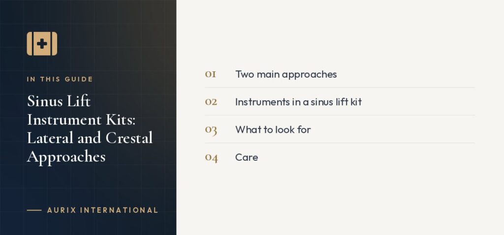 In this guide: Two main approaches, Instruments in a sinus lift kit, What to look for, Care