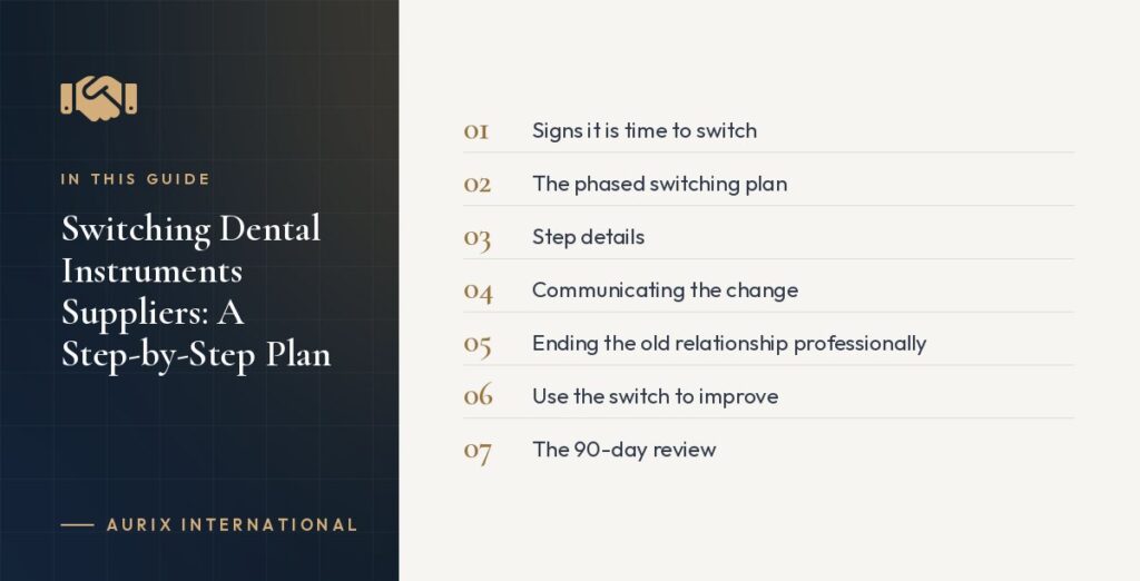 In this guide: Signs it is time to switch, The phased switching plan, Step details, Communicating the change, Ending the old relationship professionally, Use the switch to improve, The 90-day review