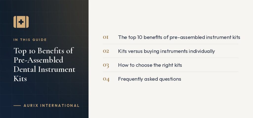 In this guide: The top 10 benefits of pre-assembled instrument kits, Kits versus buying instruments individually, How to choose the right kits, Frequently asked questions