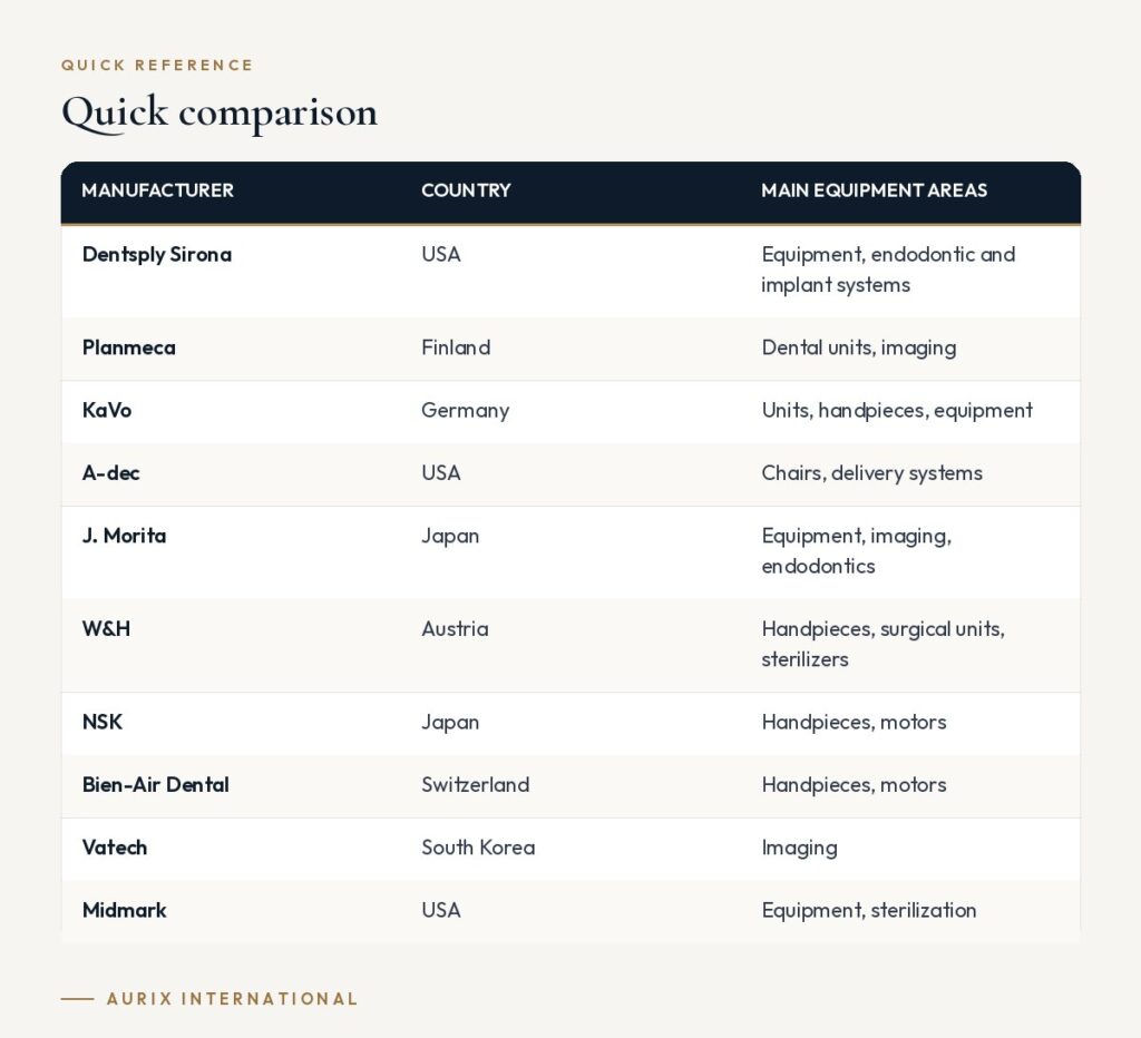 Quick reference table: Quick comparison