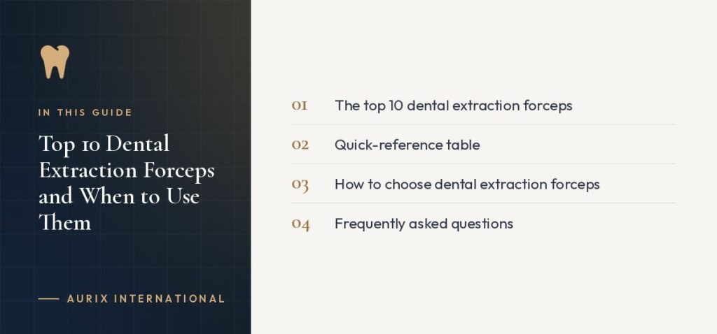 In this guide: The top 10 dental extraction forceps, Quick-reference table, How to choose dental extraction forceps, Frequently asked questions