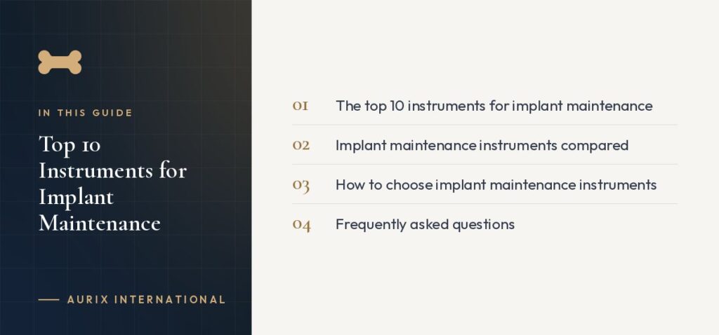 In this guide: The top 10 instruments for implant maintenance, Implant maintenance instruments compared, How to choose implant maintenance instruments, Frequently asked questions