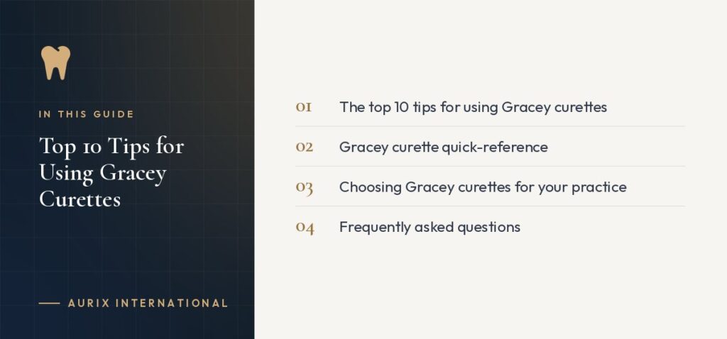 In this guide: The top 10 tips for using Gracey curettes, Gracey curette quick-reference, Choosing Gracey curettes for your practice, Frequently asked questions