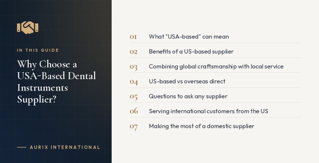 In this guide: What "USA-based" can mean, Benefits of a US-based supplier, Combining global craftsmanship with local service, US-based vs overseas direct, Questions to ask any supplier, Serving international customers from the US, Making the most of a domestic supplier