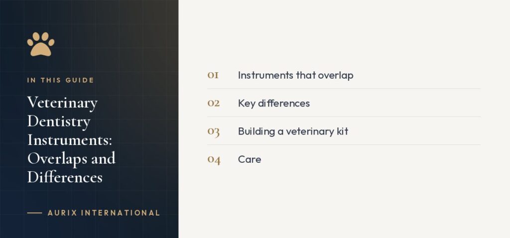 In this guide: Instruments that overlap, Key differences, Building a veterinary kit, Care
