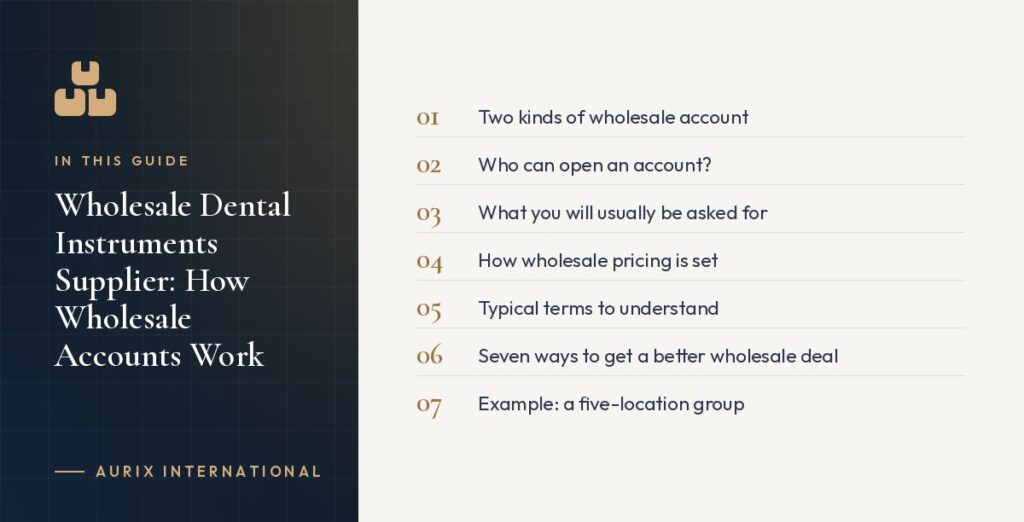 In this guide: Two kinds of wholesale account, Who can open an account?, What you will usually be asked for, How wholesale pricing is set, Typical terms to understand, Seven ways to get a better wholesale deal, Example: a five-location group