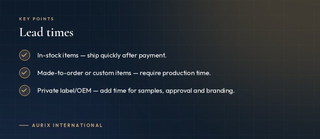 Key points: Lead times